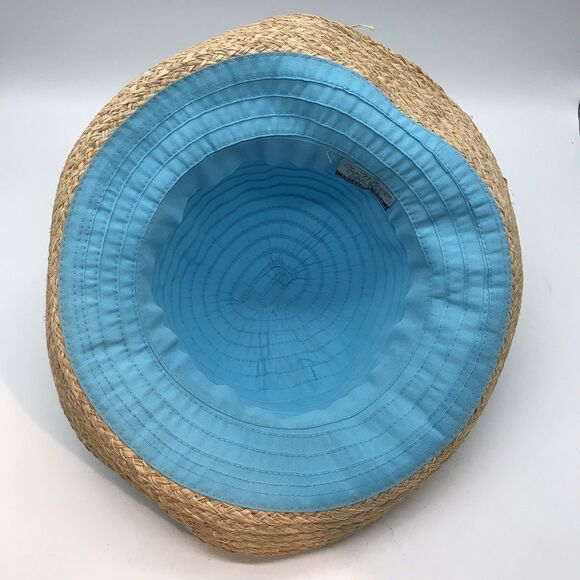 Sun 'n' Sand Headwear Women's OSFM Packable Teal Blue Textile & Straw Beach Hat - Picture 6 of 8